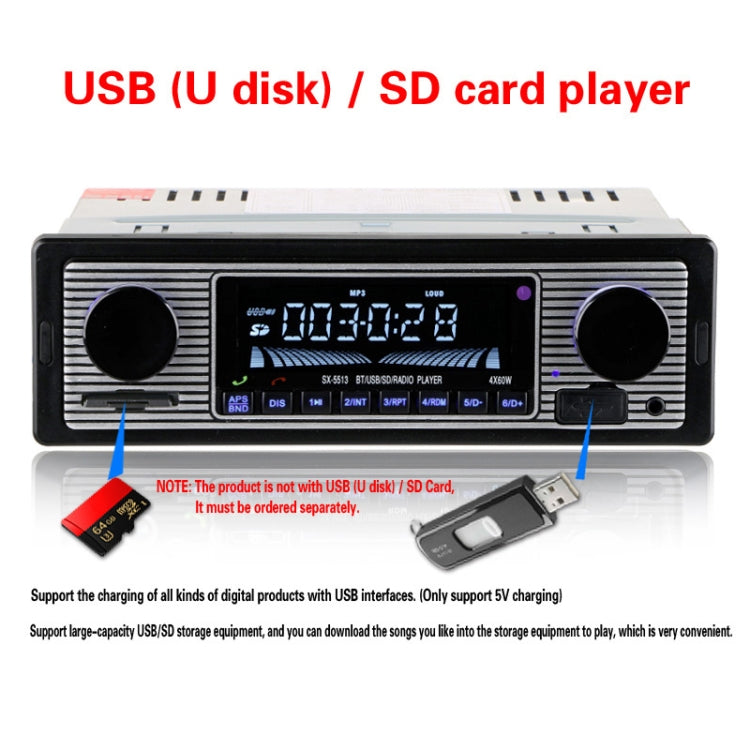 SX-5513 Car Stereo Radio MP3 Audio Player Support Bluetooth Hand-free Calling / FM / USB / SD (Not Included Any Memory Card) - Car MP3 & MP4 & MP5 by buy2fix | Online Shopping UK | buy2fix