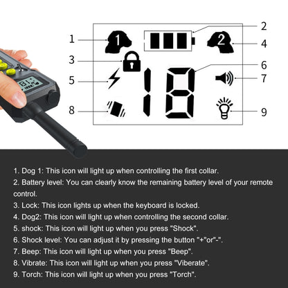 Tsattine T10 IP68 Waterproof 2000FT Dog Training Device with LCD Light - Training Aids by buy2fix | Online Shopping UK | buy2fix