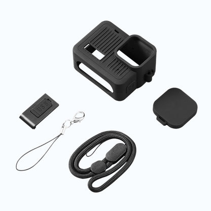 For GoPro HERO 2024 Silicone Protective Case Side Interface Cover with Wrist Strap & Lens Cover (Black) - Silicone Cases by buy2fix | Online Shopping UK | buy2fix