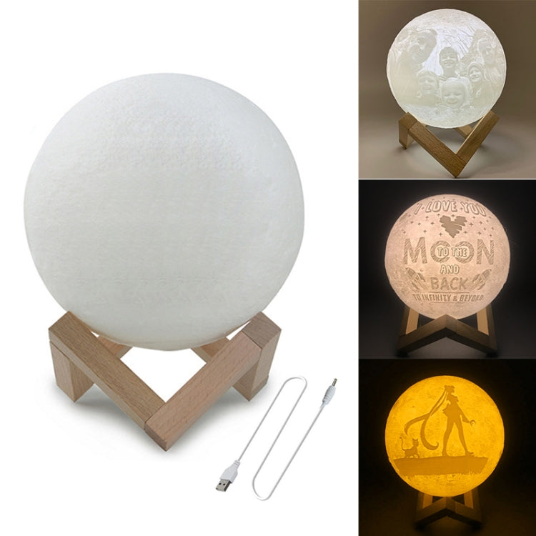 Customized Patted 3-color 3D Print Lamp USB Charging Energy-saving LED Night Light with Wooden Holder Base, Diameter:13cm - Night Lights by buy2fix | Online Shopping UK | buy2fix