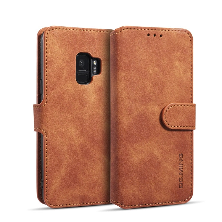 DG.MING Retro Oil Side Horizontal Flip Case with Holder & Card Slots & Wallet for Galaxy S9(Brown) - Galaxy Phone Cases by DG.MING | Online Shopping UK | buy2fix