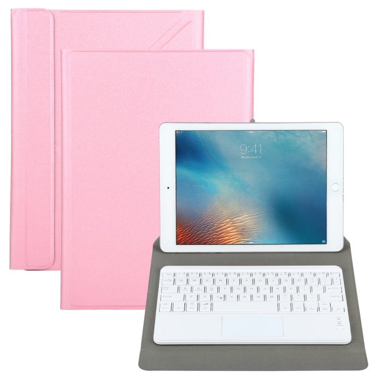 Universal Detachable Bluetooth Keyboard + Leather Tablet Case with Touchpad for iPad 9-10 inch, Specification:White Keyboard(Pink) - Universal by buy2fix | Online Shopping UK | buy2fix