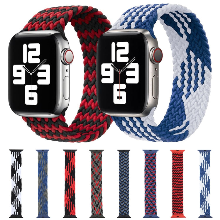 Plastic Buckle Mixed Color Nylon Braided Single Loop Watch Band For Apple Watch Ultra 49mm&Watch Ultra 2 49mm / Series 9&8&7 45mm / SE 3&SE 2&6&SE&5&4 44mm / 3&2&1 42mm, Size:XL(Checkered Blue White) - Watch Bands by buy2fix | Online Shopping UK | buy2fix