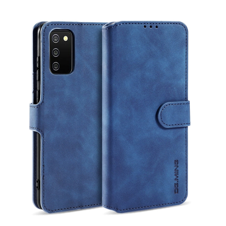 For samsung Galaxy A02s DG.MING Retro Oil Side Horizontal Flip Leather Case with Holder & Card Slots & Wallet(Blue) - Galaxy Phone Cases by DG.MING | Online Shopping UK | buy2fix