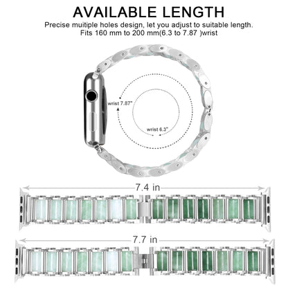 Emerald Stainless Steel Watch Band For Apple Watch Series 9&8&7 41mm / SE 3&SE 2&6&SE&5&4 40mm / 3&2&1 38mm(Silver) - Watch Bands by buy2fix | Online Shopping UK | buy2fix