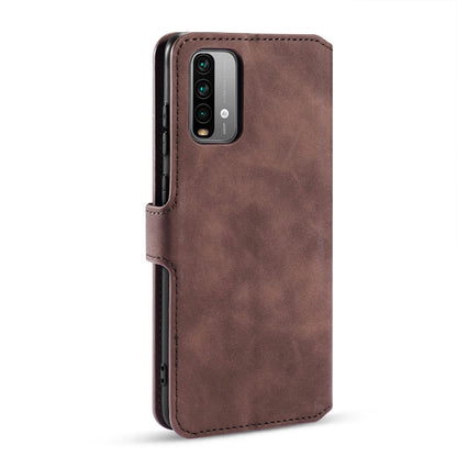 For Xiaomi Redmi Note 9 4G DG.MING Retro Oil Side Horizontal Flip Leather Case with Holder & Card Slots & Wallet(Coffee) - Xiaomi Cases by DG.MING | Online Shopping UK | buy2fix