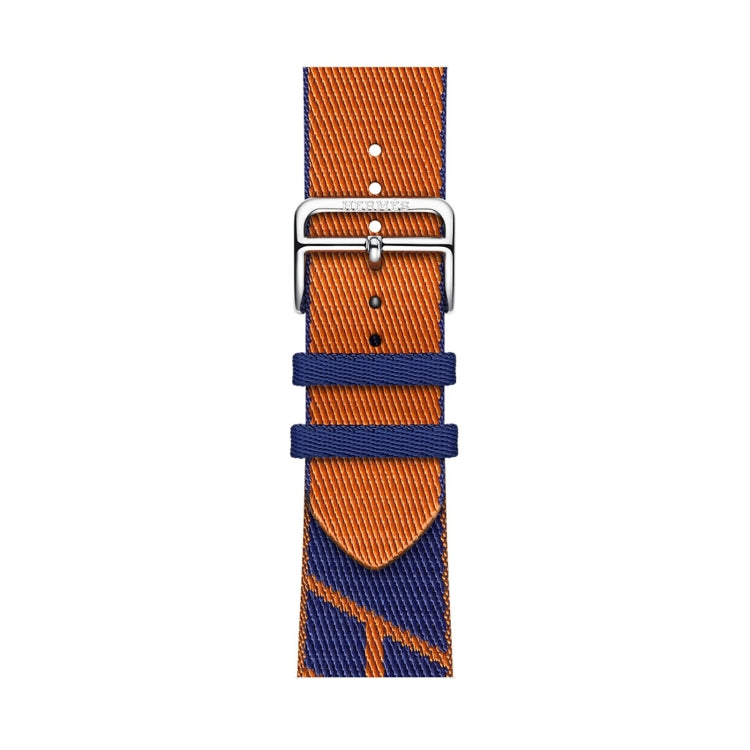 Two-color Nylon Braid Watch Band For Apple Watch Ultra 49mm&Watch Ultra 2 49mm / Series 9&8&7 45mm / SE 3&SE 2&6&SE&5&4 44mm / 3&2&1 42mm(Blue+Orange) - Watch Bands by buy2fix | Online Shopping UK | buy2fix