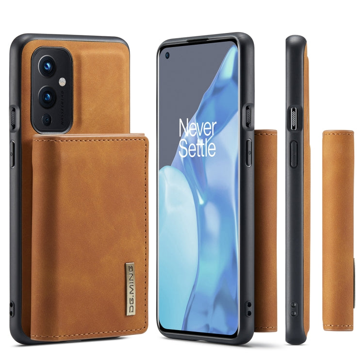 For OnePlus 9 (EU/NA) DG.MING M1 Series 3-Fold Multi Card Wallet  Back Cover Shockproof Case with Holder Function(Brown) -  by DG.MING | Online Shopping UK | buy2fix