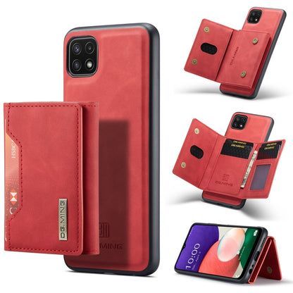 For Samsung Galaxy A22 5G DG.MING M2 Series 3-Fold Multi Card Bag Back Cover Shockproof Case with Wallet & Holder Function(Red) - Galaxy Phone Cases by DG.MING | Online Shopping UK | buy2fix