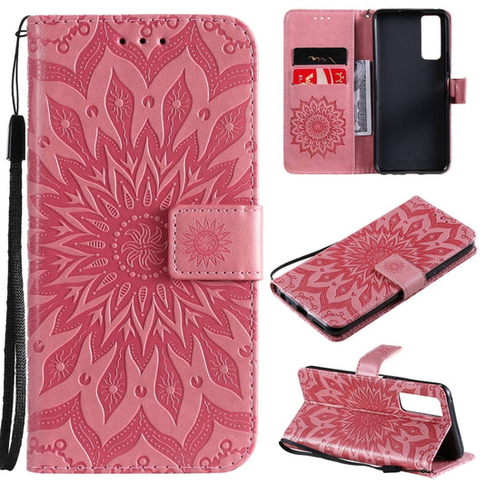 For vivo Y72 5G / iQOO Z3 Sun Embossing Pattern Horizontal Flip Leather Case with Card Slot & Holder & Wallet & Lanyard(Pink) - vivo Cases by buy2fix | Online Shopping UK | buy2fix