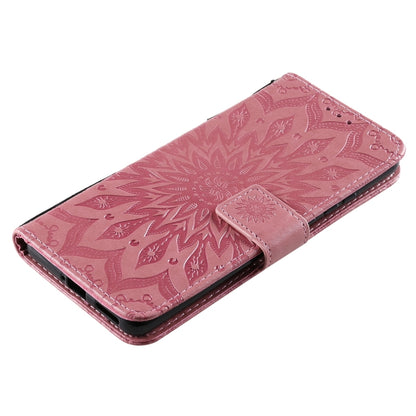 For Huawei P50 Pro Sun Embossing Pattern Horizontal Flip Leather Case with Card Slot & Holder & Wallet & Lanyard(Pink) - Huawei Cases by buy2fix | Online Shopping UK | buy2fix