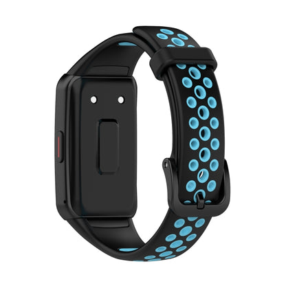 For Huawei Band 6 / Honor Band 6 Universal Two-color Breathable Silicone Watch Band(Black Blue) - Watch Bands by buy2fix | Online Shopping UK | buy2fix