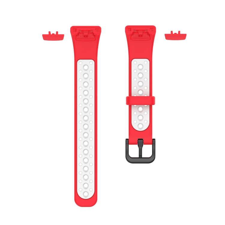 For Huawei Band 6 / Honor Band 6 Universal Two-color Breathable Silicone Watch Band(Red White) - Watch Bands by buy2fix | Online Shopping UK | buy2fix