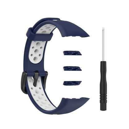 For Huawei Band 6 / Honor Band 6 Universal Two-color Breathable Silicone Watch Band(Midnight Blue White) - Watch Bands by buy2fix | Online Shopping UK | buy2fix