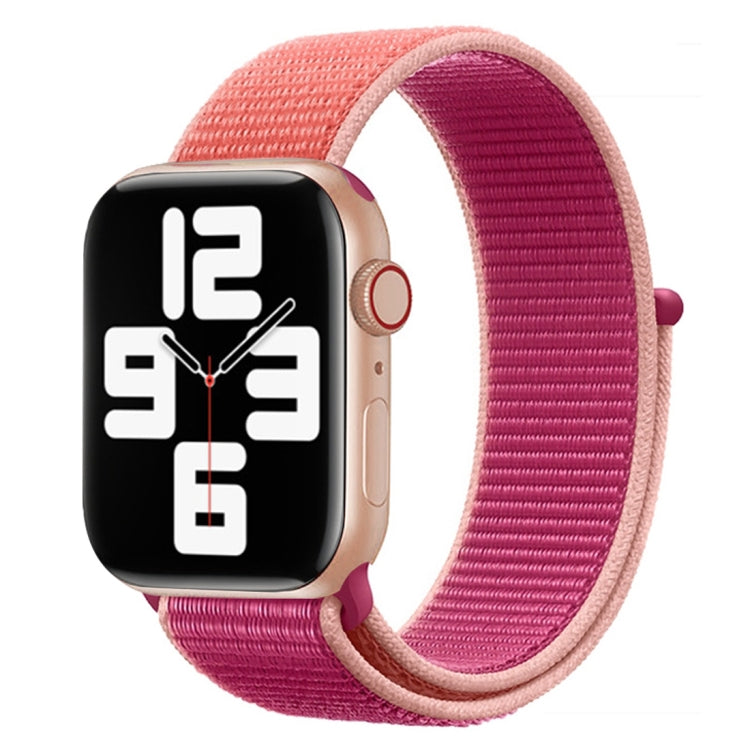 For Apple Watch Series 7 45mm / 6 & SE & 5 & 4 44mm / 3 & 2 & 1 42mm Color Matching Nylon Watch Band(Orange + Rose Red) - Watch Bands by buy2fix | Online Shopping UK | buy2fix