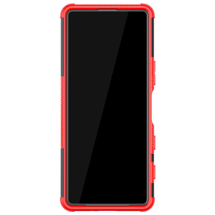 For Sony Xperia 5 III Tire Texture Shockproof TPU+PC Protective Case with Holder(Red) - Sony Cases by buy2fix | Online Shopping UK | buy2fix