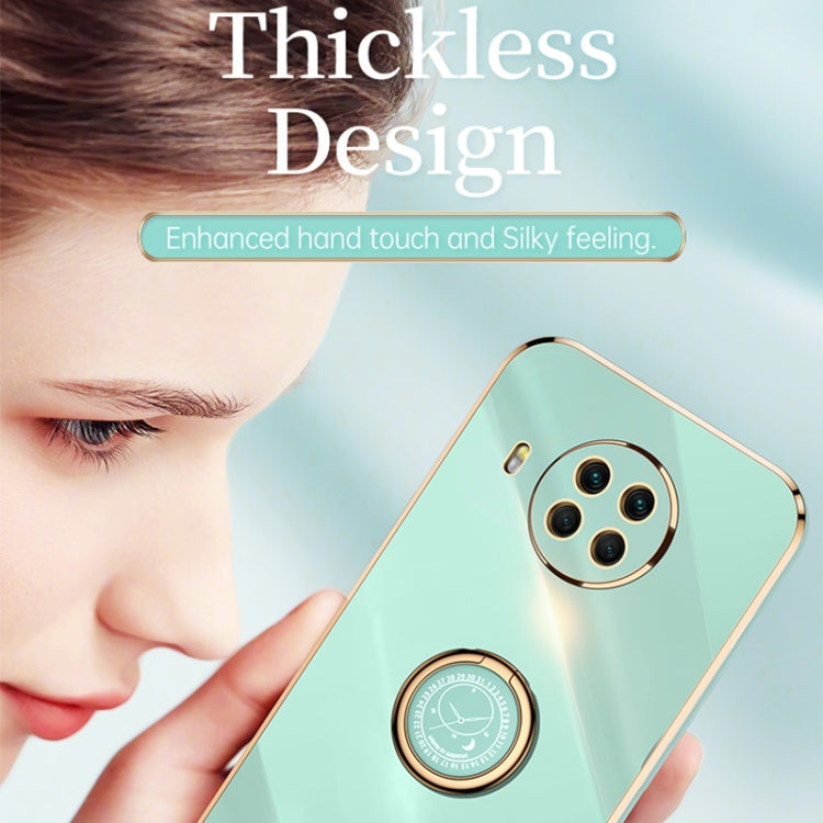 For Xiaomi Mi 10T Lite 5G XINLI Straight 6D Plating Gold Edge TPU Shockproof Case with Ring Holder(Mint Green) - Xiaomi Cases by XINLI | Online Shopping UK | buy2fix