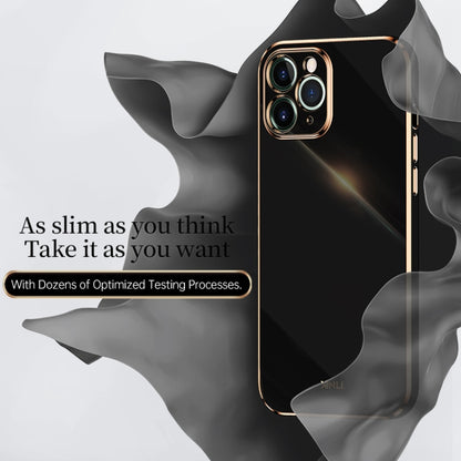 For iPhone 11 XINLI Straight 6D Plating Gold Edge TPU Shockproof Case (Black) - iPhone 11 Cases by XINLI | Online Shopping UK | buy2fix