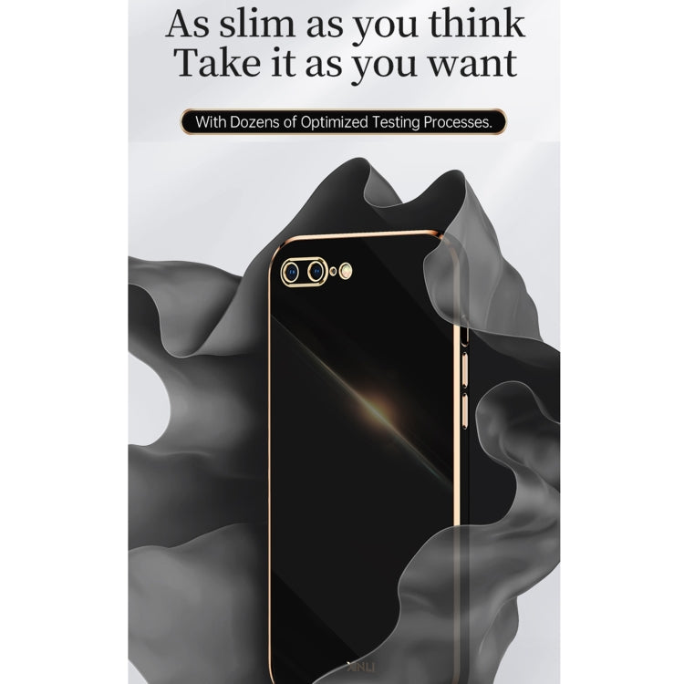 XINLI Straight 6D Plating Gold Edge TPU Shockproof Case with Ring Holder For iPhone 6 Plus / 6s Plus(Black) - More iPhone Cases by XINLI | Online Shopping UK | buy2fix