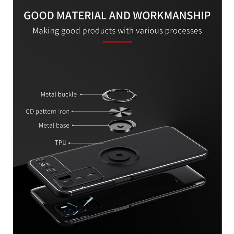 For OPPO A16 Metal Ring Holder 360 Degree Rotating TPU Case(Black+Blue) - OPPO Cases by buy2fix | Online Shopping UK | buy2fix