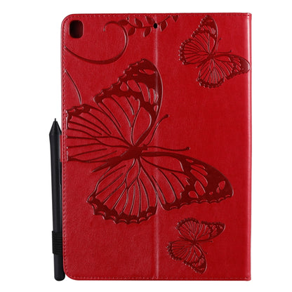 For iPad 10.2 / Pro 10.5 / Air  2019 Pressed Printing Butterfly Pattern Horizontal Flip PU Leather Case with Holder & Card Slots & Wallet & Pen Slot(Red) - iPad Air (2019) Cases by buy2fix | Online Shopping UK | buy2fix