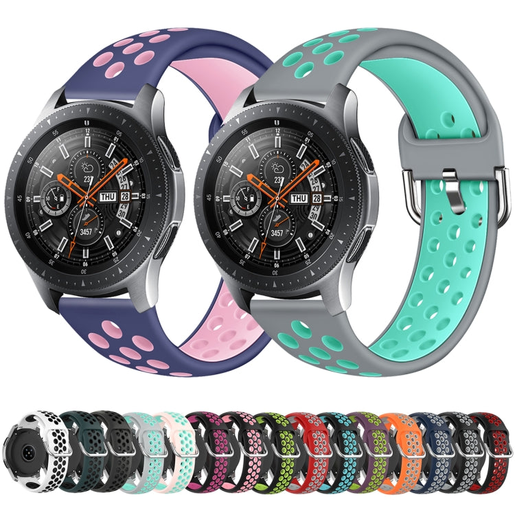 For Galaxy Watch 46 / S3 / Huawei Watch GT 1 / 2 22mm Smart Watch Silicone Double Color Watch Band, Size:L(Black Rose Purple) - Watch Bands by buy2fix | Online Shopping UK | buy2fix