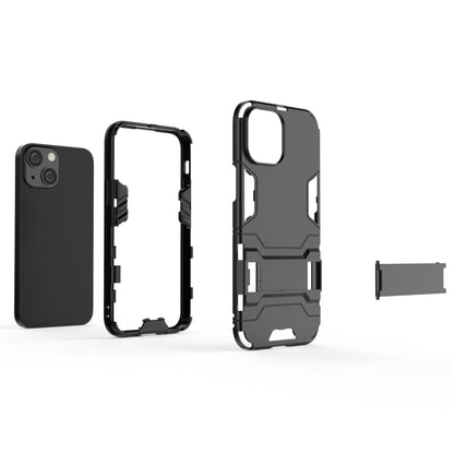 For iPhone 13 mini PC + TPU Shockproof Protective Case with Invisible Holder (Black) - iPhone 13 mini Cases by buy2fix | Online Shopping UK | buy2fix