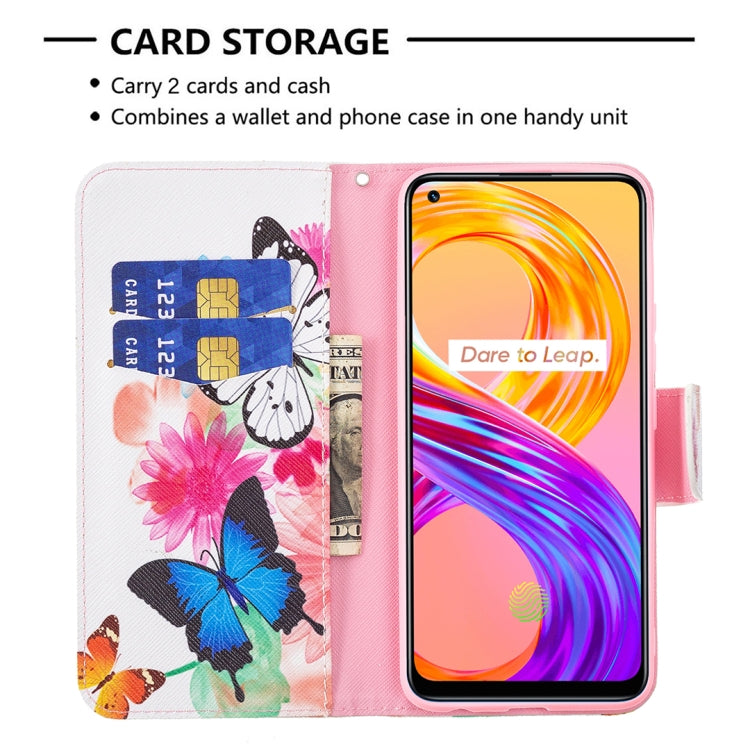 For OPPO Realme 8 / Realme 8 Pro Colored Drawing Pattern Horizontal Flip Leather Case with Holder & Card Slots & Wallet(Butterflies) - Realme Cases by buy2fix | Online Shopping UK | buy2fix