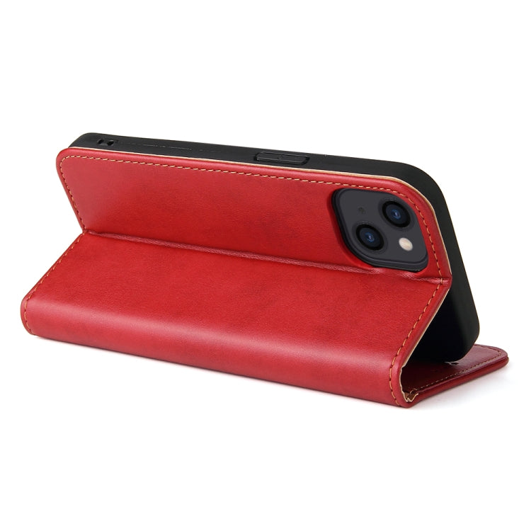 For iPhone 13 Fierre Shann PU Leather Texture Horizontal Flip Leather Case with Holder & Card Slots & Wallet(Red) - iPhone 13 Cases by FIERRE SHANN | Online Shopping UK | buy2fix