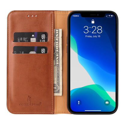 For iPhone 13 Pro Fierre Shann PU Leather Texture Horizontal Flip Leather Case with Holder & Card Slots & Wallet (Brown) - iPhone 13 Pro Cases by FIERRE SHANN | Online Shopping UK | buy2fix