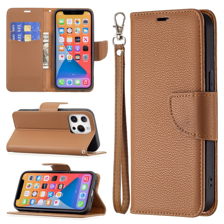 For iPhone 13 Pro Max Litchi Texture Pure Color Horizontal Flip Leather Case with Holder & Card Slots & Wallet & Lanyard (Brown) - iPhone 13 Pro Max Cases by buy2fix | Online Shopping UK | buy2fix