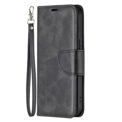 For iPhone 13 Pro Retro Lambskin Texture Pure Color Horizontal Flip PU Leather Case, with Holder & Card Slots & Wallet & Lanyard(Black) - iPhone 13 Pro Cases by buy2fix | Online Shopping UK | buy2fix