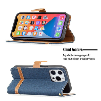 For iPhone 13 mini Color Matching Denim Texture Horizontal Flip Leather Case with Holder & Card Slots & Wallet & Lanyard (Dark Blue) - iPhone 13 mini Cases by buy2fix | Online Shopping UK | buy2fix