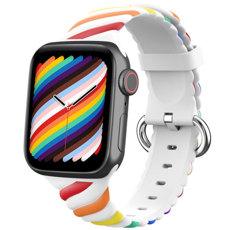 Two-color Twist Silicone Watch Band For Apple Watch Series 9&8&7 41mm / SE 3&SE 2&6&SE&5&4 40mm / 3&2&1 38mm(Rainbow White) - Watch Bands by buy2fix | Online Shopping UK | buy2fix