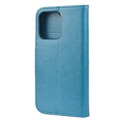 For iPhone 13 Pro Max Butterfly Flower Pattern Horizontal Flip Leather Case with Holder & Card Slots & Wallet (Blue) - iPhone 13 Pro Max Cases by buy2fix | Online Shopping UK | buy2fix