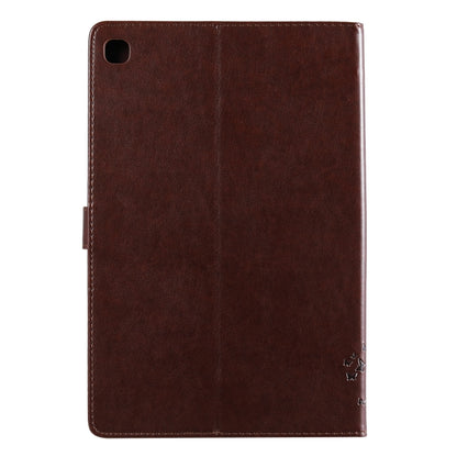 For Galaxy Tab S5e Pressed Printing Cat and Tree Pattern Horizontal Flip Leather Case with Holder & Card Slots & Wallet(Brown) - Tab S5E 10.5 T720 / T725 by buy2fix | Online Shopping UK | buy2fix