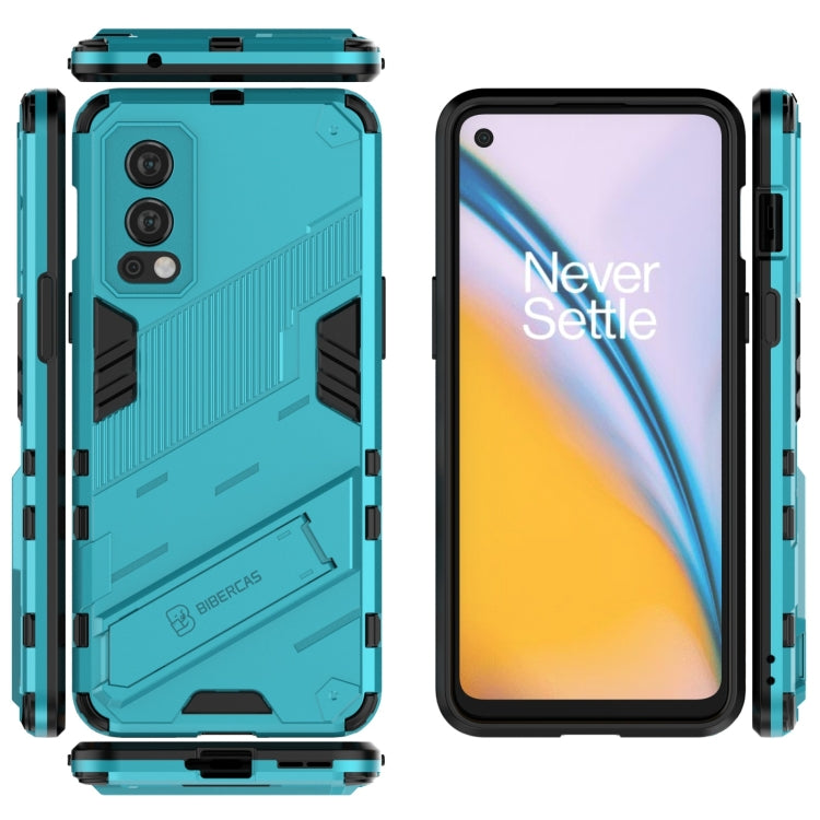 For OnePlus Nord 2 5G Punk Armor 2 in 1 PC + TPU Shockproof Case with Invisible Holder(Blue) - OnePlus Cases by buy2fix | Online Shopping UK | buy2fix