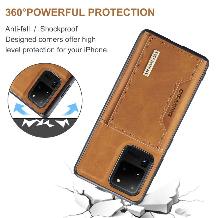 For Samsung Galaxy S20 Ultra DG.MING M2 Series 3-Fold Multi Card Bag Back Cover Shockproof Case with Wallet & Holder Function(Brown) - Galaxy Phone Cases by DG.MING | Online Shopping UK | buy2fix