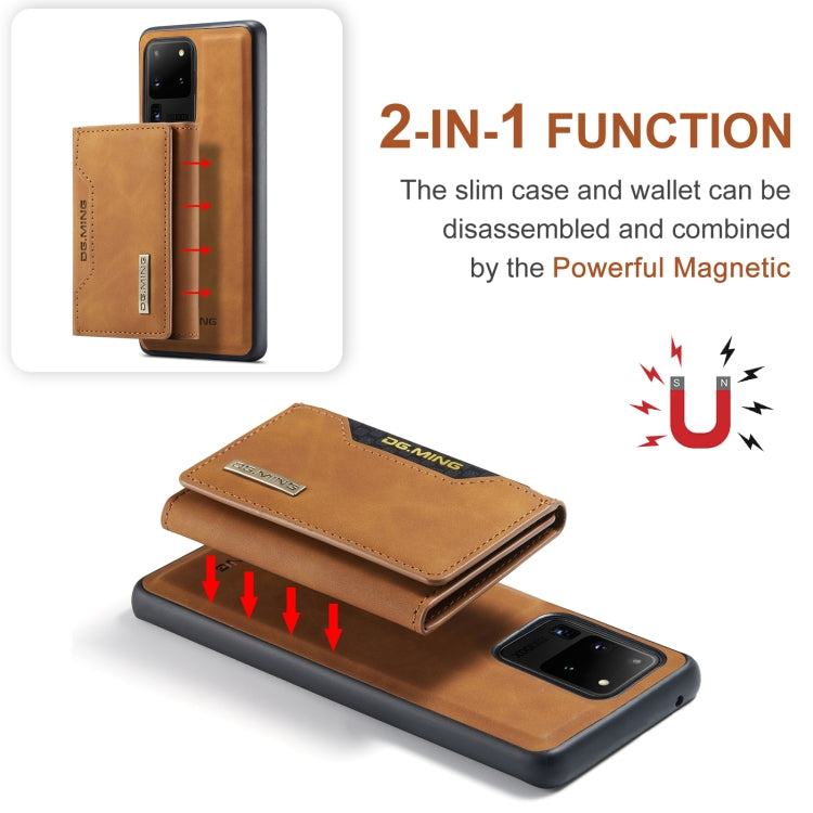 For Samsung Galaxy S20 Ultra DG.MING M2 Series 3-Fold Multi Card Bag Back Cover Shockproof Case with Wallet & Holder Function(Brown) - Galaxy Phone Cases by DG.MING | Online Shopping UK | buy2fix