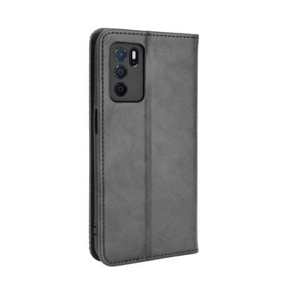 For OPPO A16 Magnetic Buckle Retro Crazy Horse Texture Leather Phone Case(Black) - OPPO Cases by buy2fix | Online Shopping UK | buy2fix