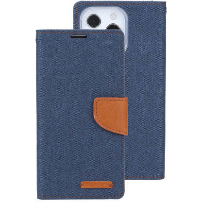 For iPhone 13 Pro GOOSPERY CANVAS DIARY Cross Texture Horizontal Flip Leather Case with Holder& Card Slots & Wallet (Navy Blue) - iPhone 13 Pro Cases by GOOSPERY | Online Shopping UK | buy2fix