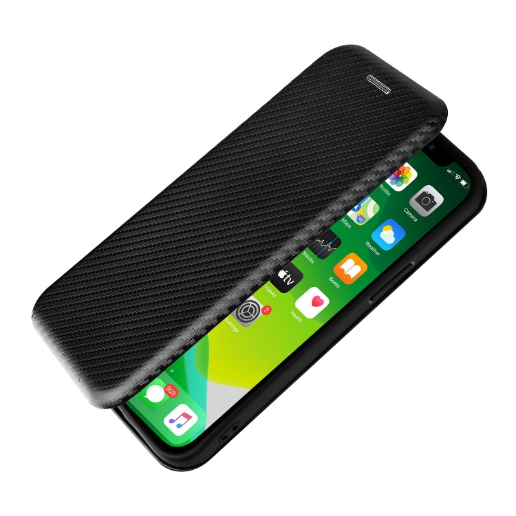 For iPhone 13 mini Carbon Fiber Texture Horizontal Flip TPU + PC + PU Leather Case with Card Slot (Black) - iPhone 13 mini Cases by buy2fix | Online Shopping UK | buy2fix