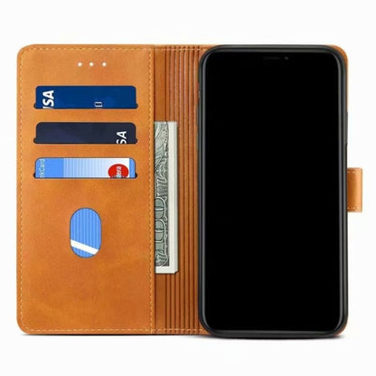For iPhone 13 Pro GUSSIM Business Style Horizontal Flip Leather Case with Holder & Card Slots & Wallet (Khaki) - iPhone 13 Pro Cases by GUSSIM | Online Shopping UK | buy2fix