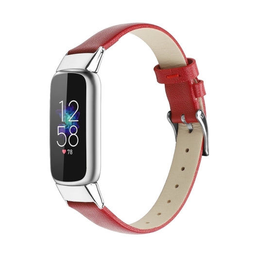 For Fitbit Luxe Leather Watch Band, Size:L(Red) - Watch Bands by buy2fix | Online Shopping UK | buy2fix