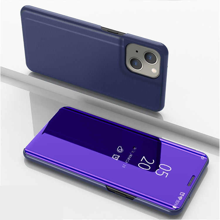 For iPhone 13 mini Plated Mirror Horizontal Flip Leather Case with Holder (Purple Blue) - iPhone 13 mini Cases by buy2fix | Online Shopping UK | buy2fix