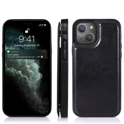 For iPhone 13 mini Double Buckle Shockproof PU Protective Case with Card Slots & Holder For  iPhone 13 Mini(Black) - iPhone 13 mini Cases by buy2fix | Online Shopping UK | buy2fix