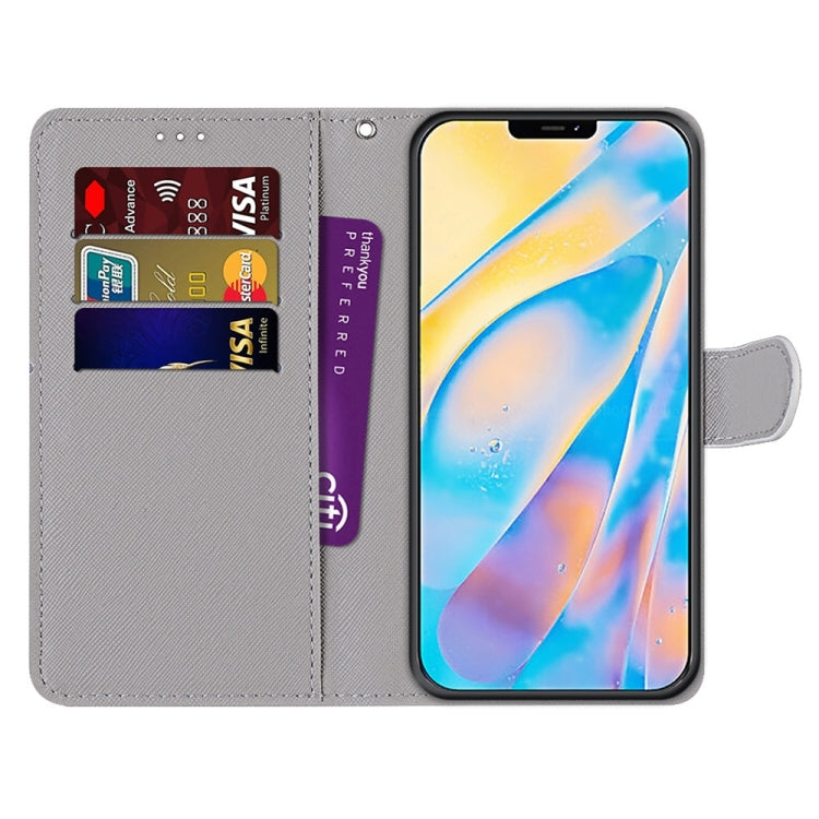 For iPhone 13 mini Coloured Drawing Cross Texture Horizontal Flip PU Leather Case with Holder & Card Slots & Wallet & Lanyard (Middle Finger White Cat) - iPhone 13 mini Cases by buy2fix | Online Shopping UK | buy2fix