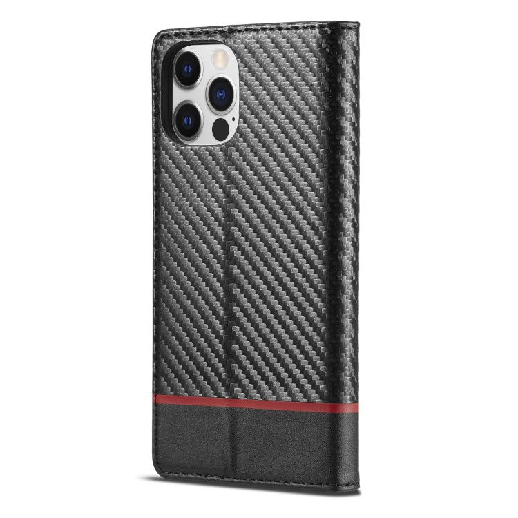 For iPhone 13 Pro LC.IMEEKE Carbon Fiber PU + TPU Horizontal Flip Leather Case with Holder & Card Slot & Wallet (Horizontal Black) - iPhone 13 Pro Cases by LC.IMEEKE | Online Shopping UK | buy2fix