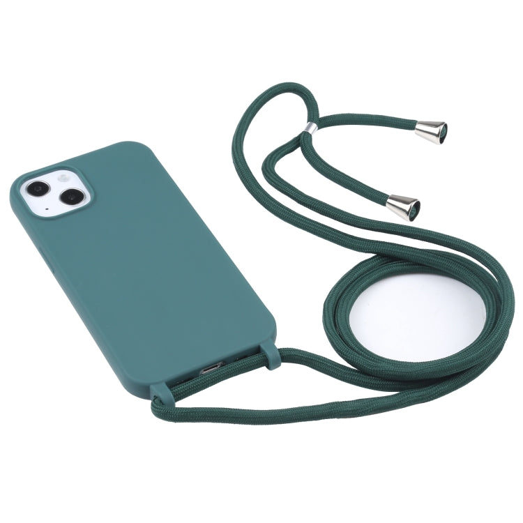 For iPhone 13 mini Candy Colors TPU Protective Case with Lanyard (Dark Green) - iPhone 13 mini Cases by buy2fix | Online Shopping UK | buy2fix