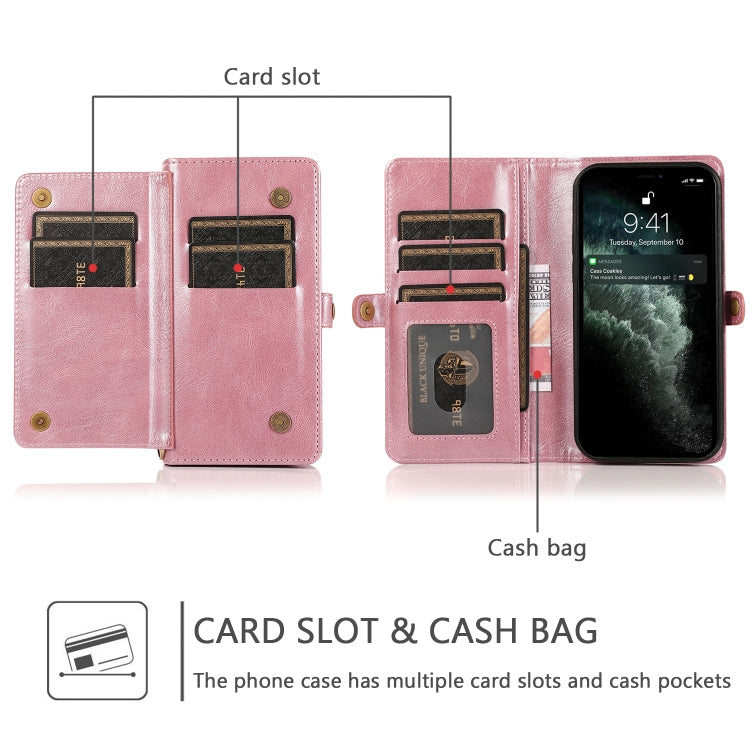 For iPhone 13 Strong Magnetic Detachable Horizontal Flip Leather Case with Card Slots & Wallet(Rose Gold) - iPhone 13 Cases by buy2fix | Online Shopping UK | buy2fix